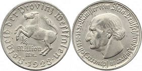 Notgeld Westfalen 1/4 million mark 1923