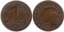 Münze Österreich 100 kronen 1924