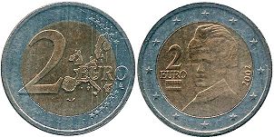 mynt Österrike 2 euro 2002