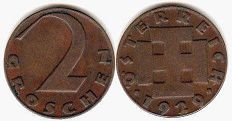 Münze Österreich 2 groschen 1929