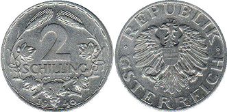 Münze Österreich 2 Schilling 1946