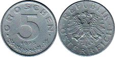 Münze Österreich 5 groschen 1973