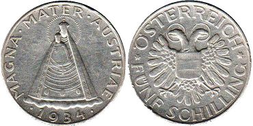 Münze Österreich 5 Schilling 1934