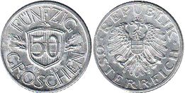 coin Austria 50 groschen 1955