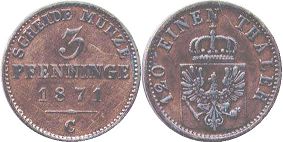 Preussen 3 Pfennig 1871