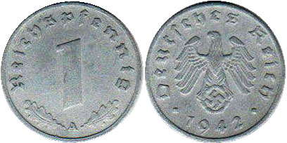 Coin Nazi Deutschland 1 ReichsPfennig 1942