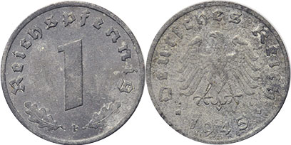Münze Besatzungszeit in Deutschland 1 ReichsPfennig 1945