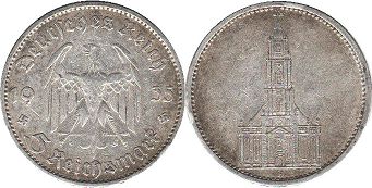 moneta Nazi Germany 5 mark 1935