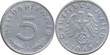 Münze Nazi-Deutschland 5 pfennig 1941