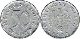 monnaie Nazi Allemagne 50 pfennig 1942