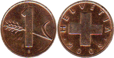 Coin Switzerland 1 rappen 2005