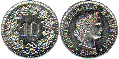 Coin Switzerland 10 rappen 2008 