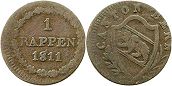 Münze Bern 1 rappen 1811
