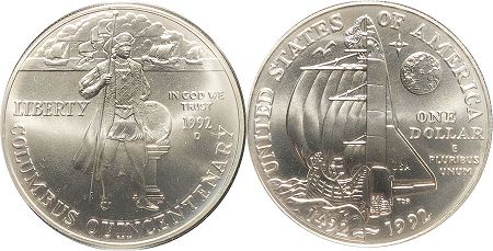 münze 1 dollar 1992 columbus