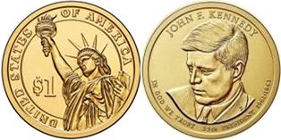 münze 1 dollar 2009 Kennedy