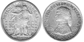 münze 1/2 dollar 1921 MISSOURI