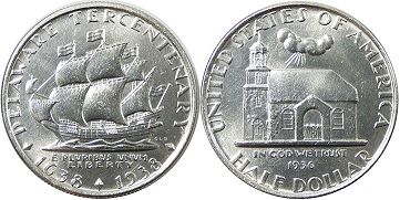 münze 1/2 dollar 1936 DELAWARE