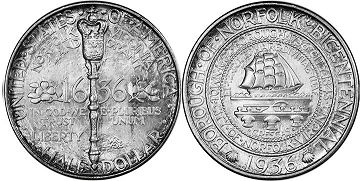 münze 1/2 dollar 1936 NORFOLK