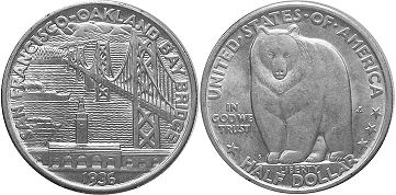 münze 1/2 dollar 1936 OAKLAND BAY BRIDGE