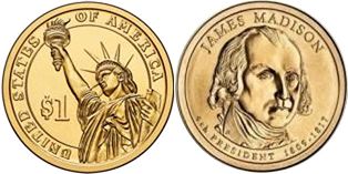 Moneda Estadounidenses 1 dólar 2009 Madison