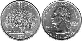 Moneda Estadounidenses State 25 centavos 1999 Connecticut