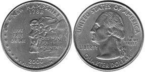 Moneda Estadounidenses State 25 centavos 2000 New Hampshire