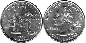 Moneda Estadounidenses State 25 centavos 2001 New York