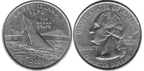 Moneda Estadounidenses State 25 centavos 2001 Rhode Island
