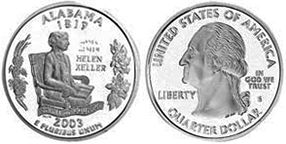 Moneda Estadounidenses State 25 centavos 2003 Alabama