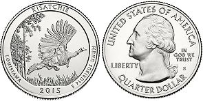 Moneda Estadounidenses Beautiful América 25 centavos 2015 Kisatchie