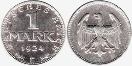 moneta Germany 1 mark 1924