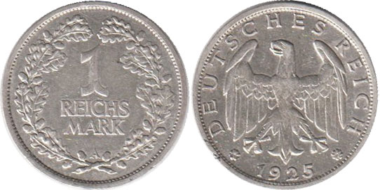 Münze Weimarer Republik1 mark 1925