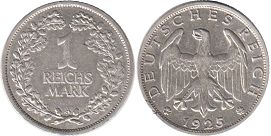 Münze Deutsch Weimar 1 mark 1925
