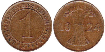 Coin Weimarer Republik1 Pfennig 1924