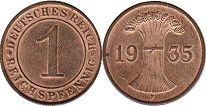 Münze Deutsch Weimar 1 Pfennig 1935