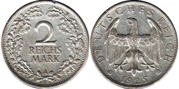 Coin Weimarer Republik2 mark 1925