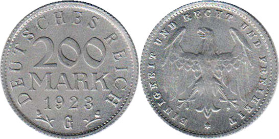 coin German Weimar 200 mark 1923