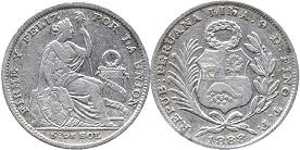 coin Peru 1/5 sol 1888