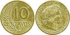 coin Peru 10 centavos 1944