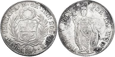 coin Peru 4 reales 1854