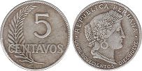 coin Peru 5 centavos 1919
