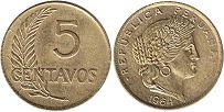 coin Peru 5 centavos 1964
