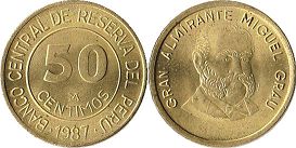 coin Peru 50 centimos 1987