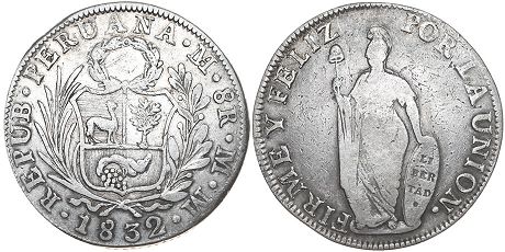 coin Peru 8 reales 1832
