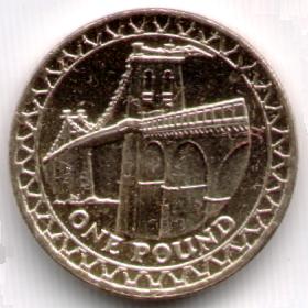 
Реверс: Подвесной мост Менай, ONE POUND ниже.