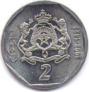coin Morocco 2 dirhams 2002
