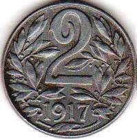 coin Austrian Empire 2 heller 1917