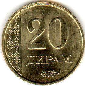 coin Tajikistan 20 dirams 2011