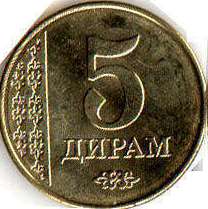 coin Tajikistan 5 dirams 2011