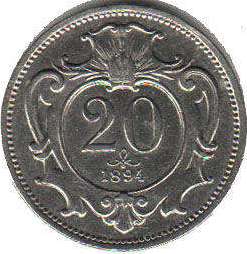 coin Austrian Empire 20 heller 1894